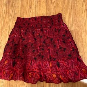 Free People Patterned Red Skirt